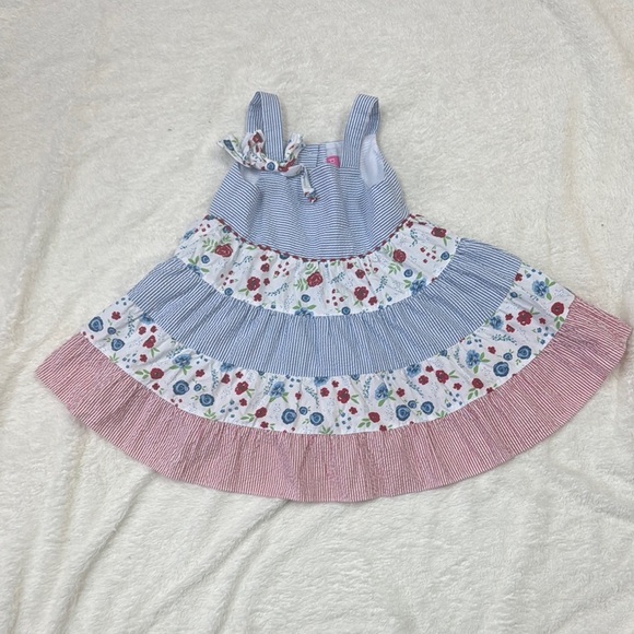 Good Lad Blue and White Tiered Ruffled Sundress - Picture 1 of 4